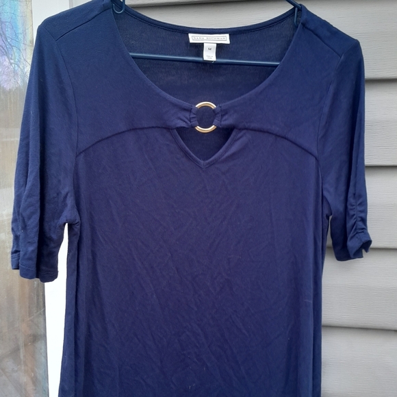 Dana Buchman Blue Blouse Medium 3/4 Sleeve - Picture 3 of 4